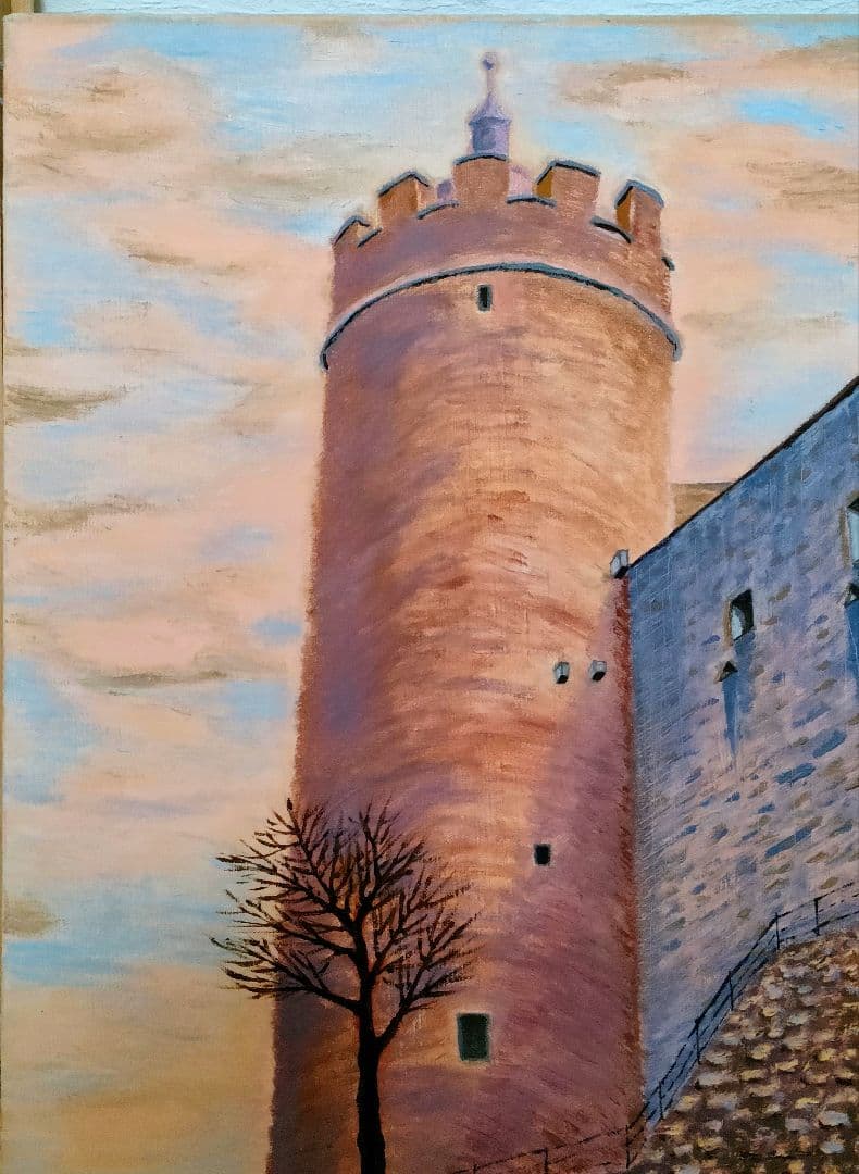 土金賢三 「古城」 油彩 F8 額装