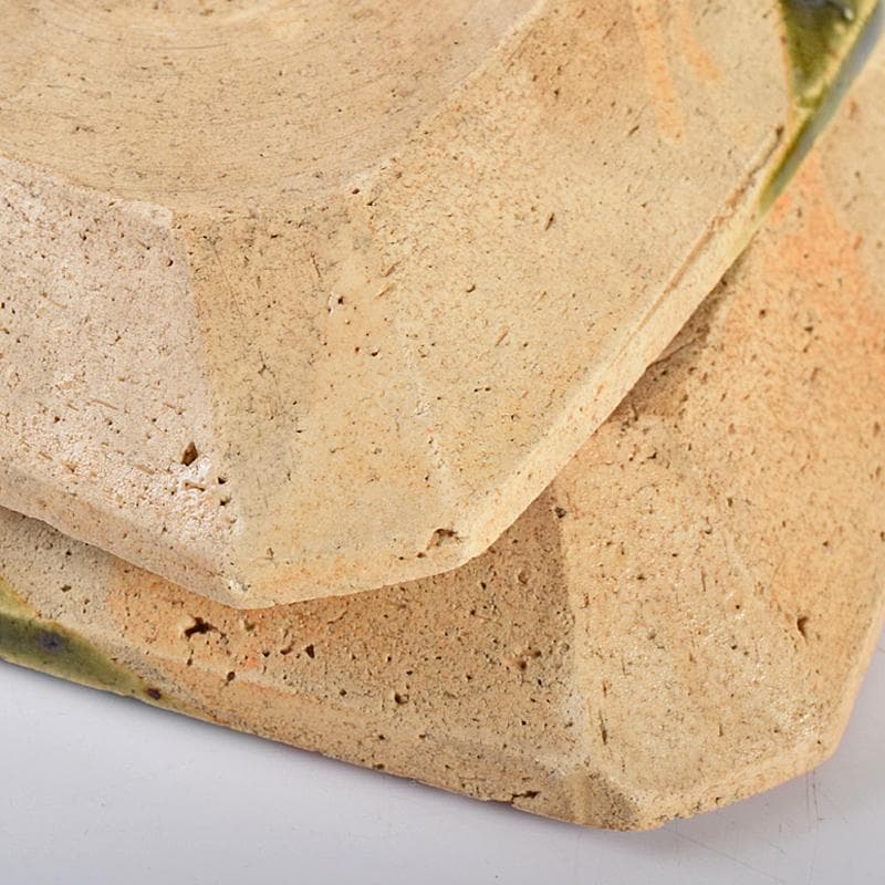 北大路魯山人作　星岡窯　織部焼　於里辺　小皿　五客　共箱　D　R8587