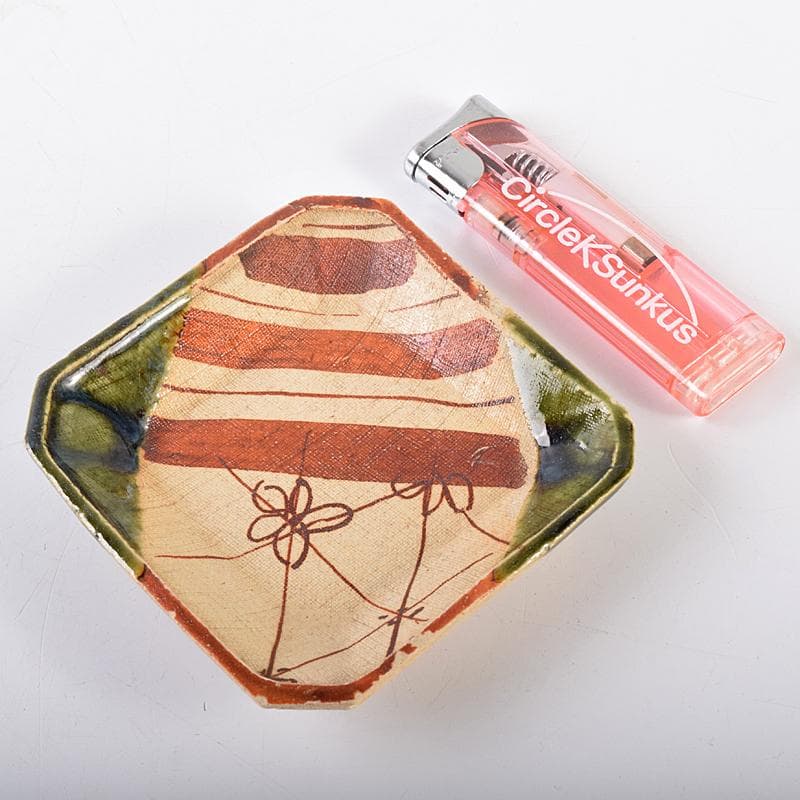 北大路魯山人作　星岡窯　織部焼　於里辺　小皿　五客　共箱　D　R8587