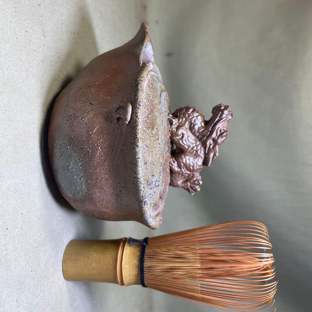 ト*ン様 備前焼　備前手造り龍宝瓶　獅子宝瓶 在銘 ２点セット 煎茶器 急須 煎