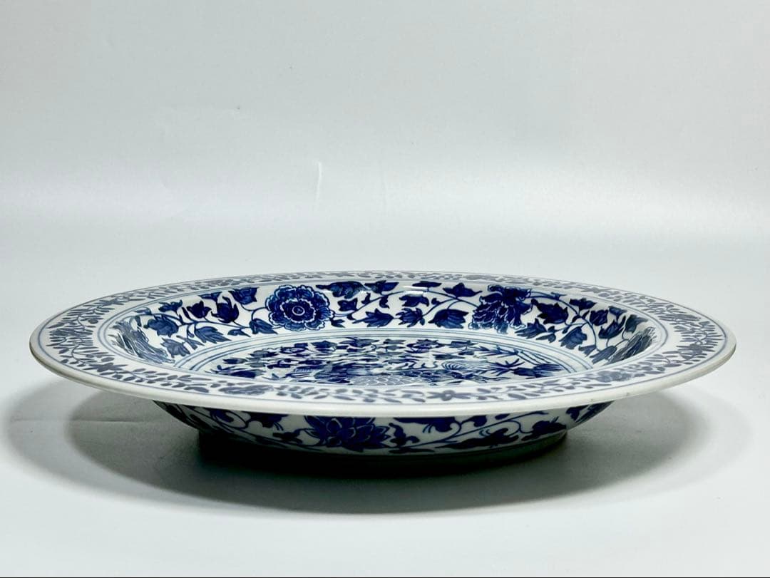 倣元青花麒麟文皿 景徳鎮 謝本貴 名人作品 中国磁器 青華 青花