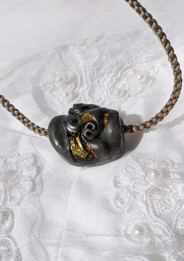 吉田正子トンボ玉（拾玖）　「江戸組み紐」ネックレス　ガラス玉に込めた日本画