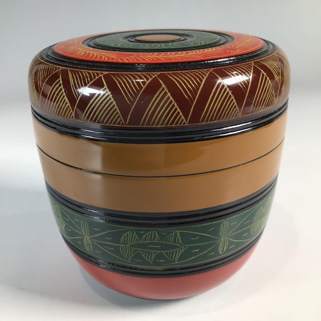 Ｎ３６９　棗　『道場宗廣作』『八幡宗豊　箱書』『独楽塗』『大棗』　共箱　茶道具