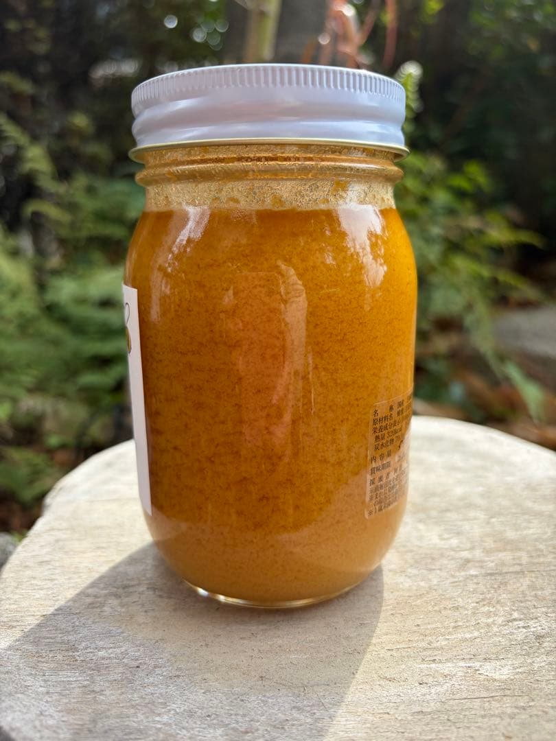 ハチミツ　日本蜜蜂のはちみつ　奥山の奥の蜂蜜結晶化進行中と花粉入り蜂蜜結晶化