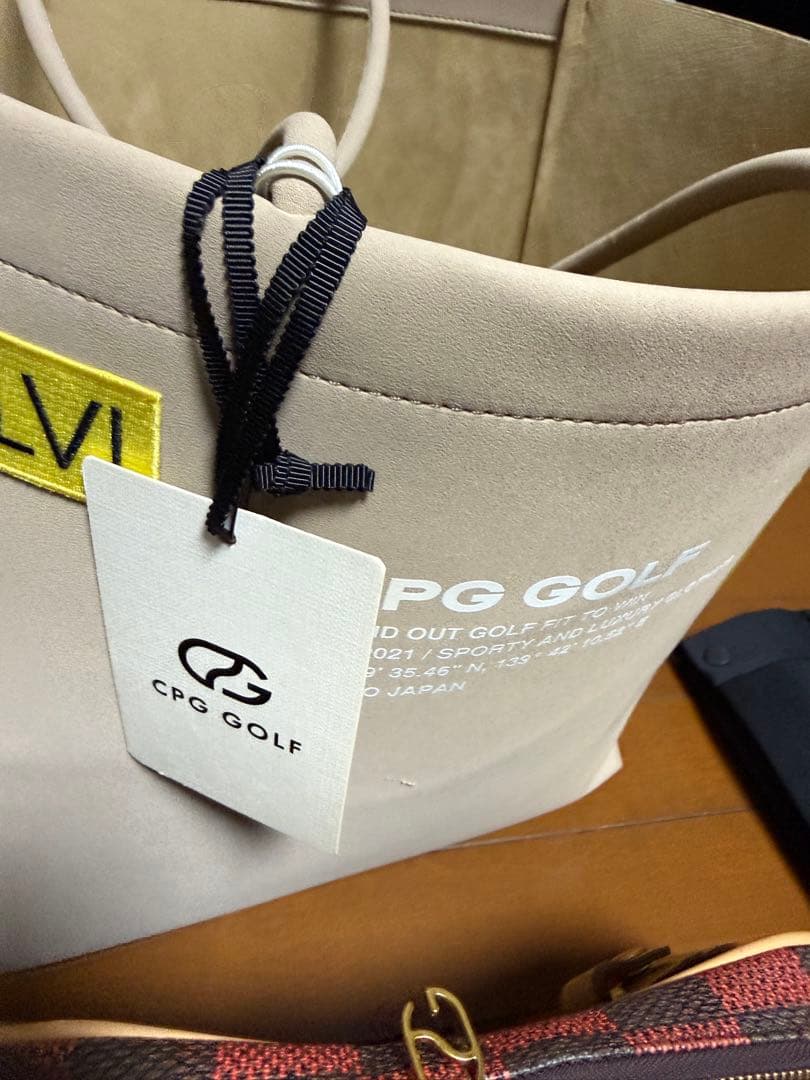 CPG GOLF レッドチェック カートバッグ、トートバッグの2点