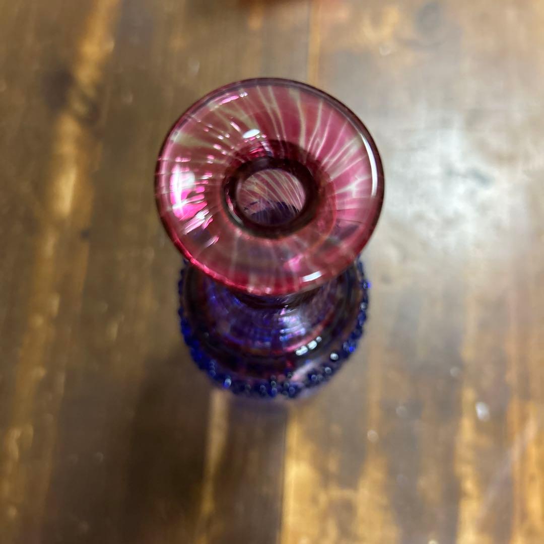 ガラス作家　作家物　花瓶　一輪挿し　ドリンクボトル　吹きガラス