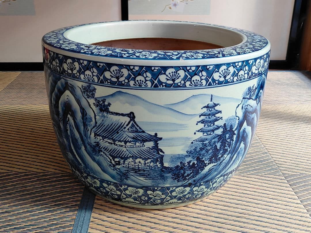 昭和レトロ 火鉢 常滑製 みや古焼 陶器 大きい火鉢　和風　中国風