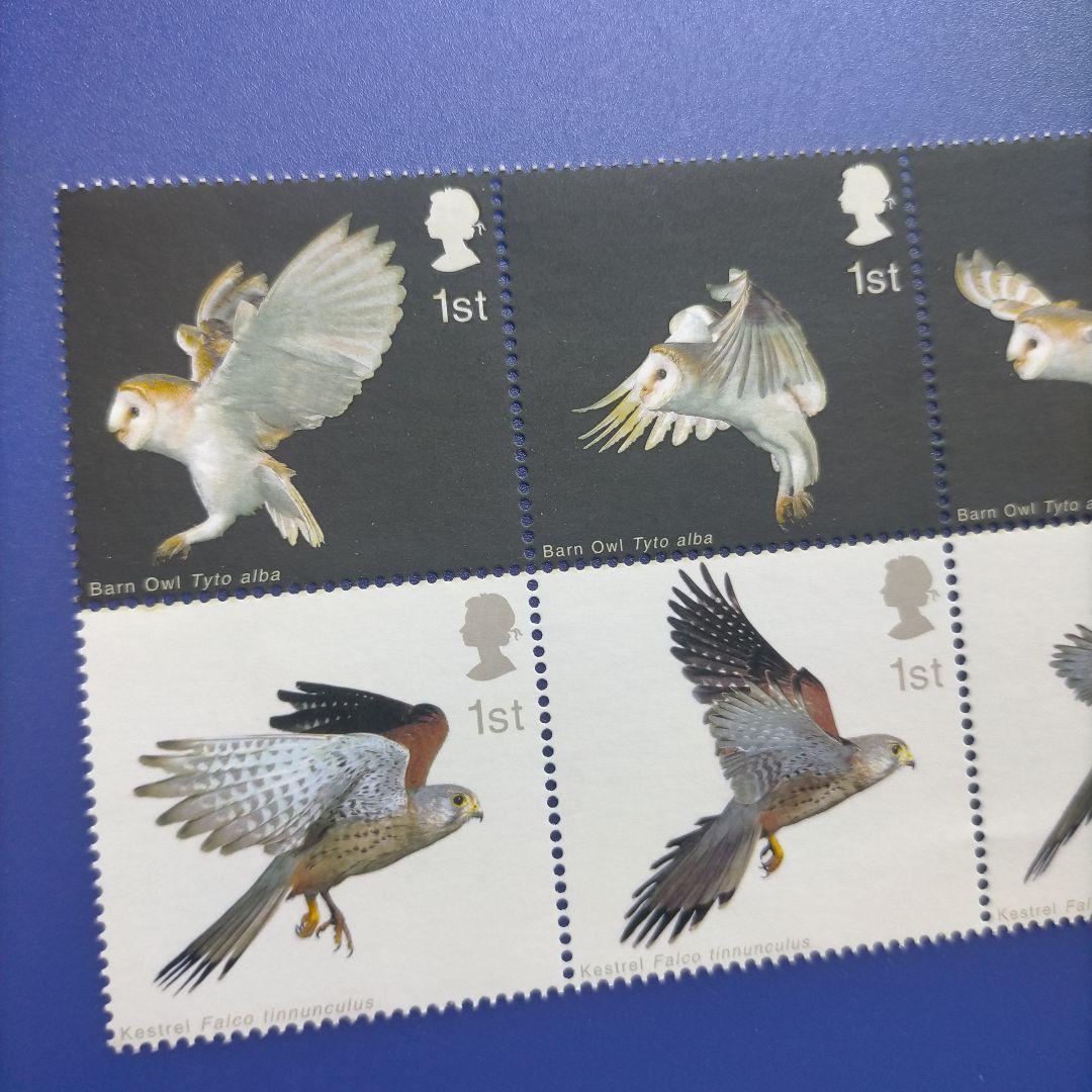 4232 外国切手 イギリス 2003年 猛禽類 フクロウとハヤブサ 10連刷