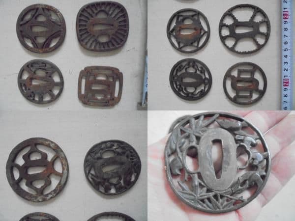 AKa7082　日本刀　古い透かし鍔　１０枚　まとめて　セット　刀装具　当時物