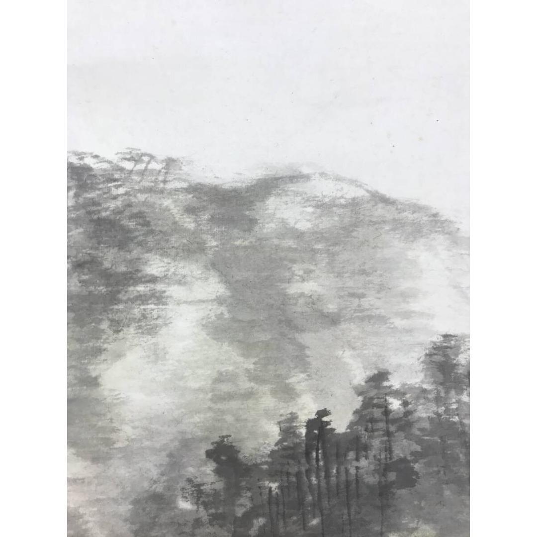 真作/藤井松山/萩寺春光図/春の掛軸/掛軸/名家伝来/AK-360