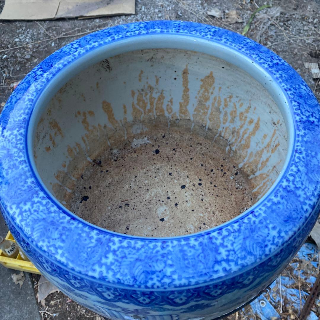 瀬戸火鉢　有田　宝船　宝舟　直径44cm ×高さ31cm 骨董　在銘