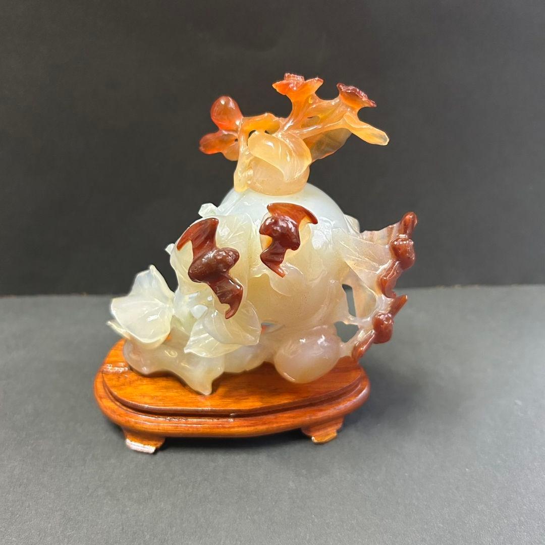 香炉 メノウ 桃とコウモリ