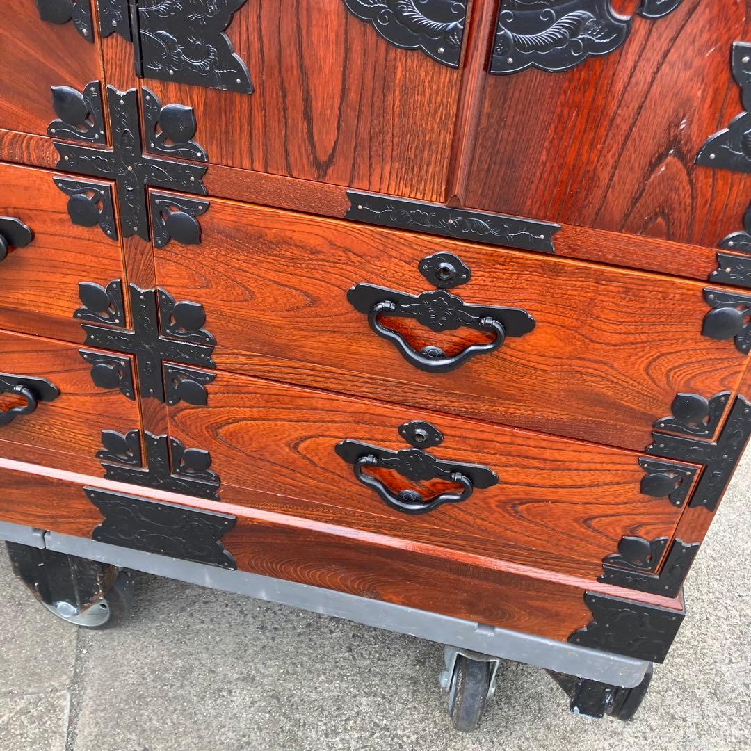 仙台箪笥 伊達箪笥 漆塗り 6段13杯 引き出し 和箪笥 帳場箪笥 サイドボード