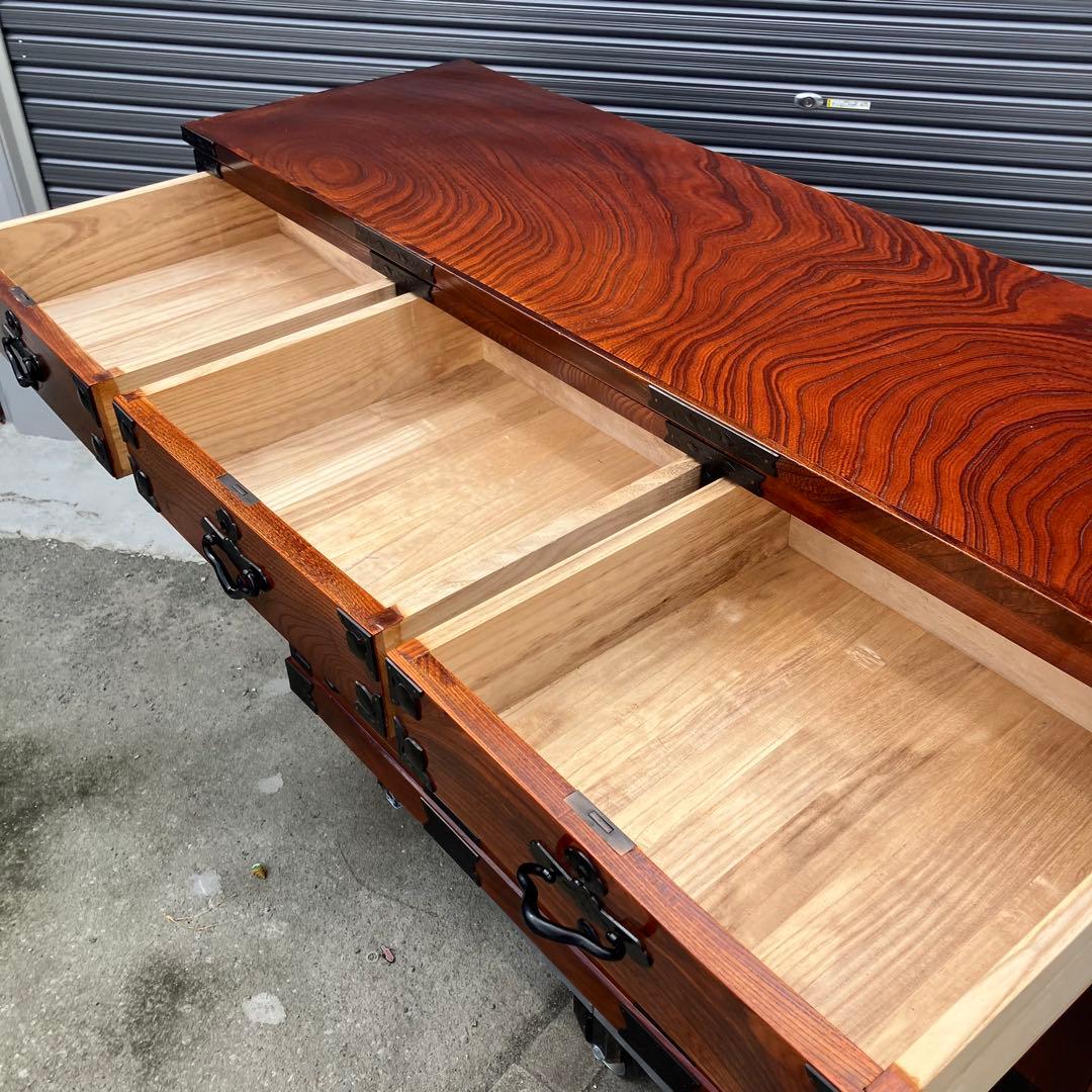 仙台箪笥 伊達箪笥 漆塗り 6段13杯 引き出し 和箪笥 帳場箪笥 サイドボード