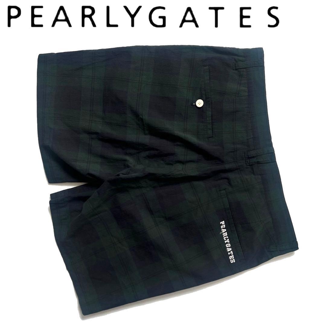 Pearly gates パーリーゲイツ　チェック　ハーフパンツ　メンズ　緑　L