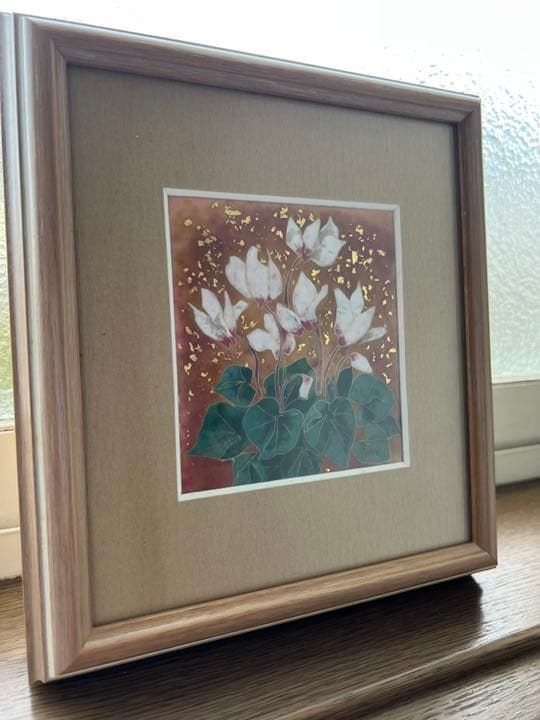 有線　シクラメン　ミニ額　七宝焼　七宝