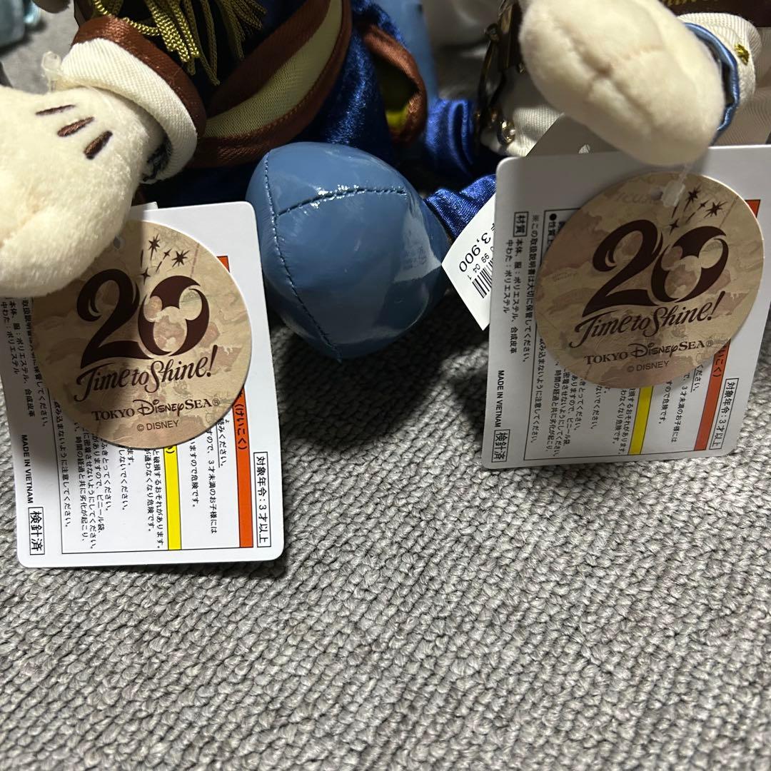 ディズニー ミッキー　ミニー　ぬいぐるみタグ付 20周年　タイムトゥシャイン