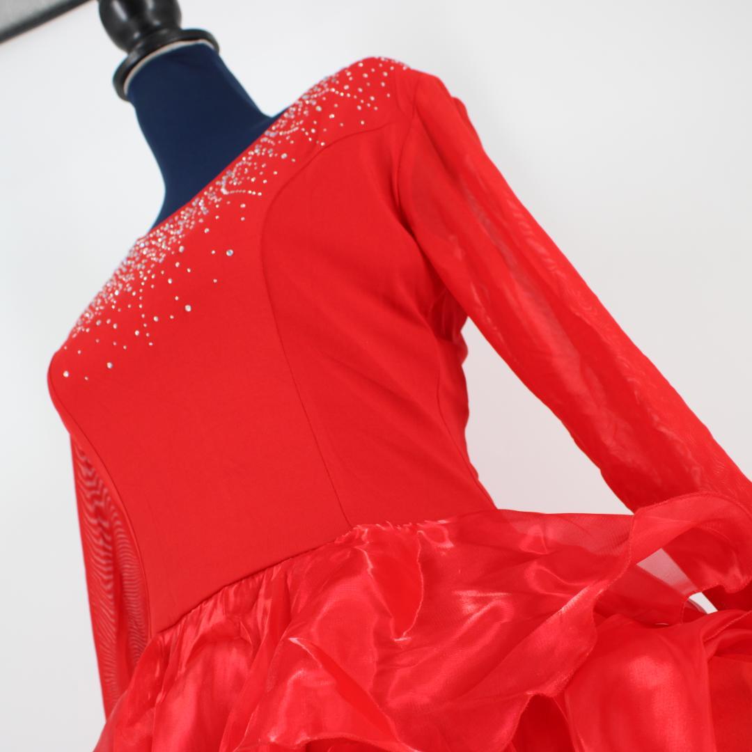 【美品社交ダンス衣装】ワンピース ドレス ラテン 赤 primaboutique