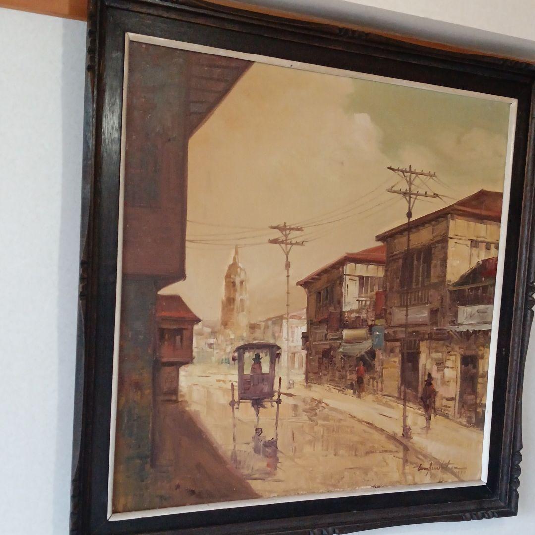 海外アーティスト　油彩肉筆画　キャンバスサイン有