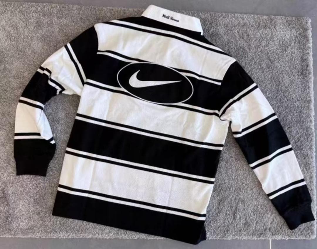 ストライプ長袖ポロシャツ