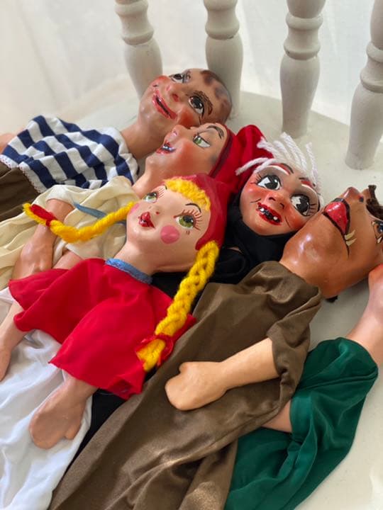 フランスアンティーク赤ずきんちゃんパペット　指人形　操り人形　劇場　紙芝居