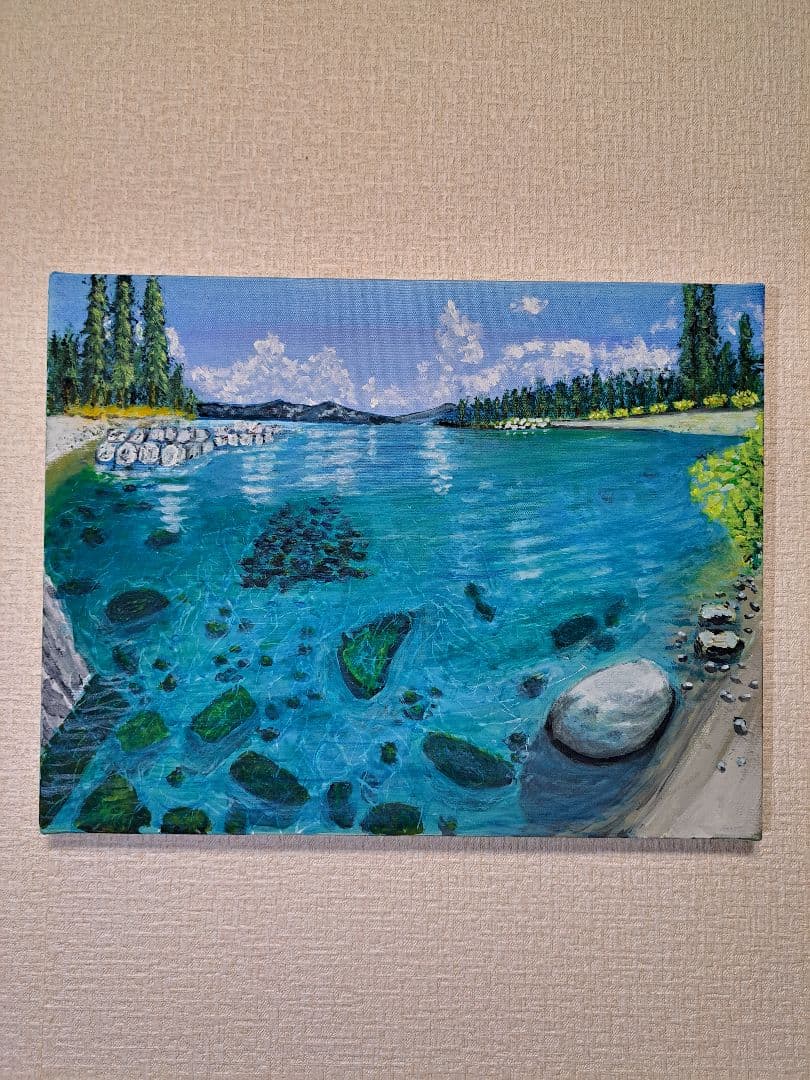 【湖】風景画・絵画・原画・額縁無し