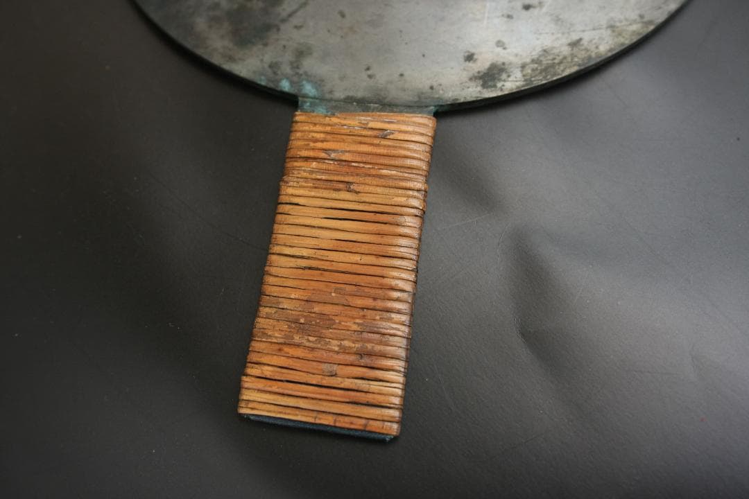 大きめ古銅鏡　910g　青銅鏡　中原攝津森光重作　和鏡　江戸期