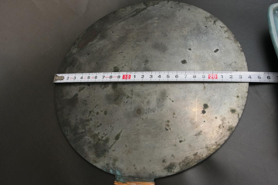 大きめ古銅鏡　910g　青銅鏡　中原攝津森光重作　和鏡　江戸期