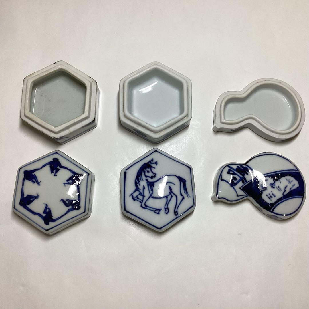 香合 染付 西村徳泉 3個セット 紙箱入 茶道具 古物品