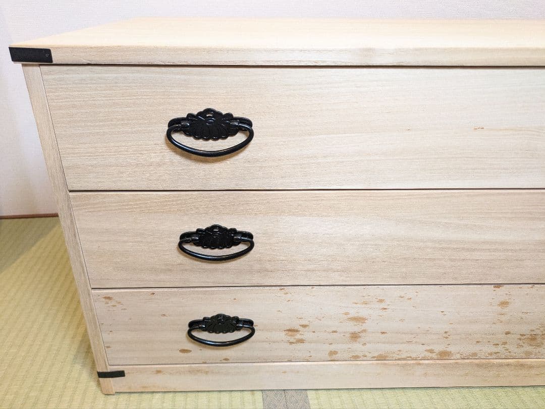 天然木桐箪笥　3段　桐タンス　マーゼルン