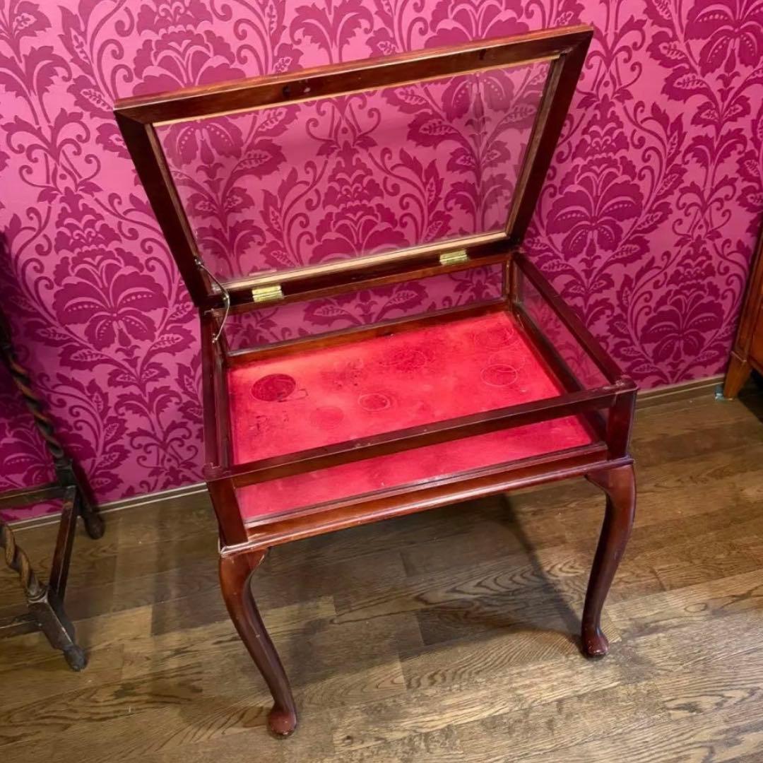 処分価格　木製　ガラス蓋付　ディスプレイテーブル　キャビネット　ショーケース