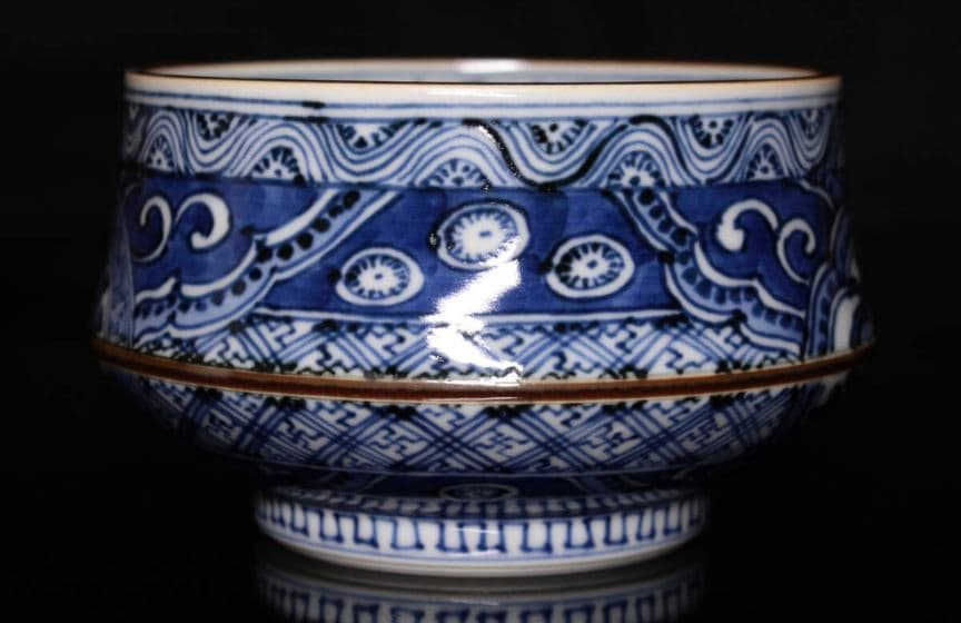 祥瑞洲浜茶碗　写　平安吉兆 呉須祥瑞 染付 茶碗 共箱 茶道具　明時代　景徳鎮窯