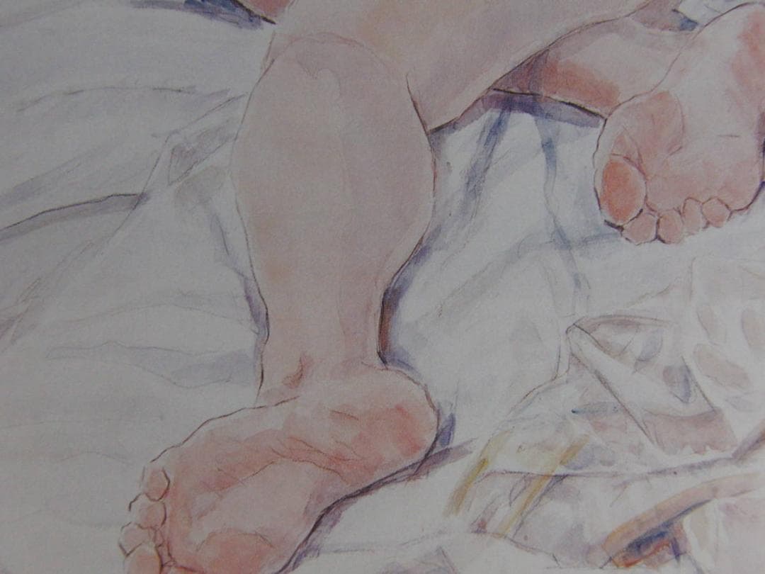 真壁輝男、【まどろみ】、希少な額装用画集より、新品額装付