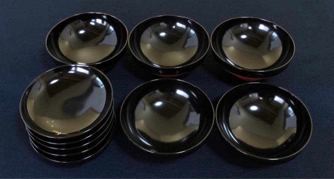 《R》懐石 蒔絵付 洗朱 吸物椀5客 木製漆器 木箱　260107か5