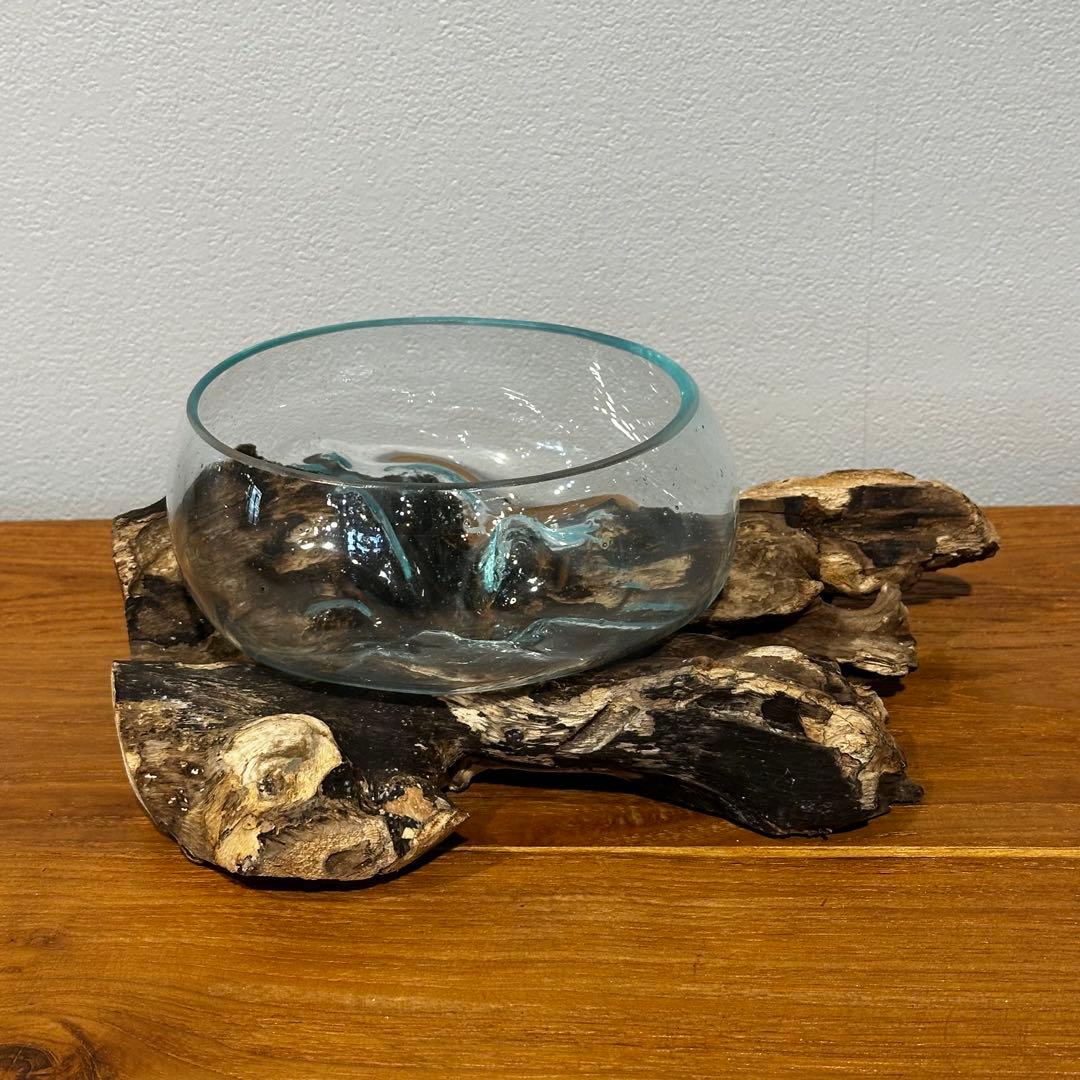 バリ島流木ガラス　w25×d17×h10cm 水槽　アクアリウムメダカ水槽810