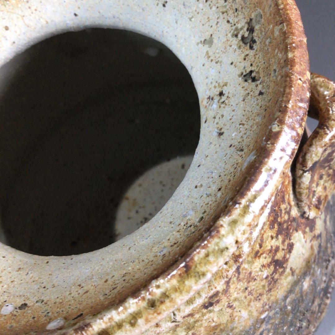 Ｐ５６４　水指　『信楽焼』『神山一陶造』『耳付水指』　共箱　茶道具