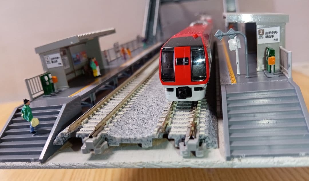 Nゲージ 対向式ホームセット（レール付き）ジオラマ ④