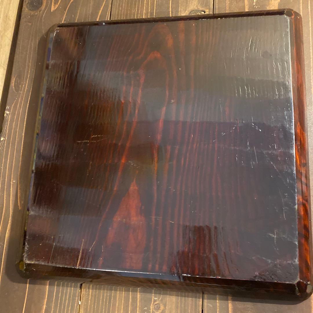 讃岐盆 木製彫刻模様入り正方形 お盆トレー　2つセット