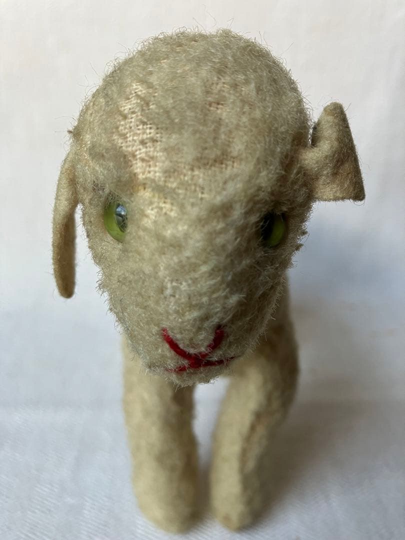 アンティーク 若草色の目をした小羊のぬいぐるみ チェコ プラハ 30s 40s