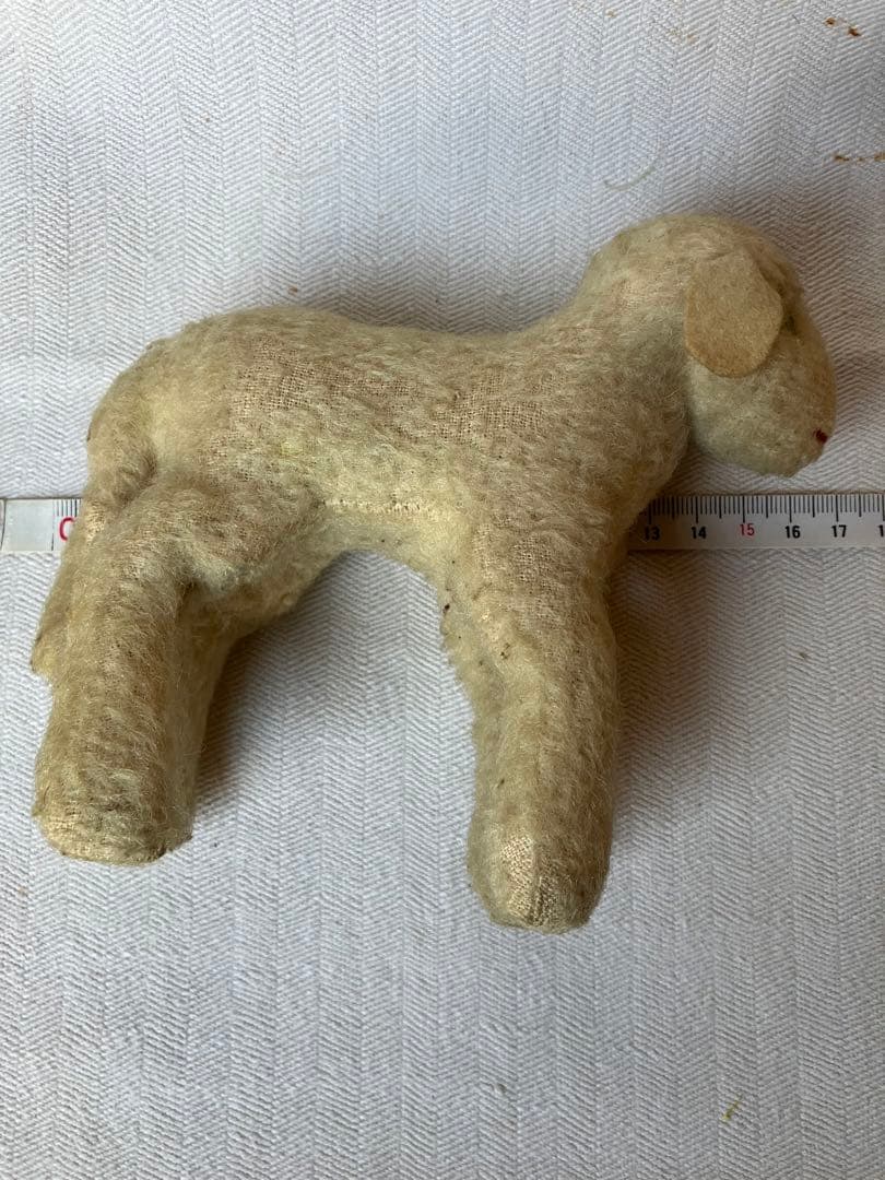 アンティーク 若草色の目をした小羊のぬいぐるみ チェコ プラハ 30s 40s