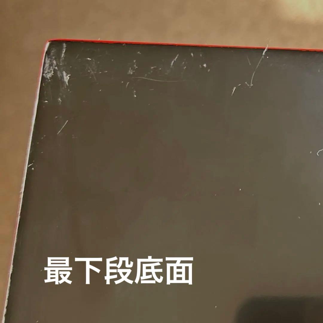 川連漆器 朱内黒 三段重めんとり 蓋二枚