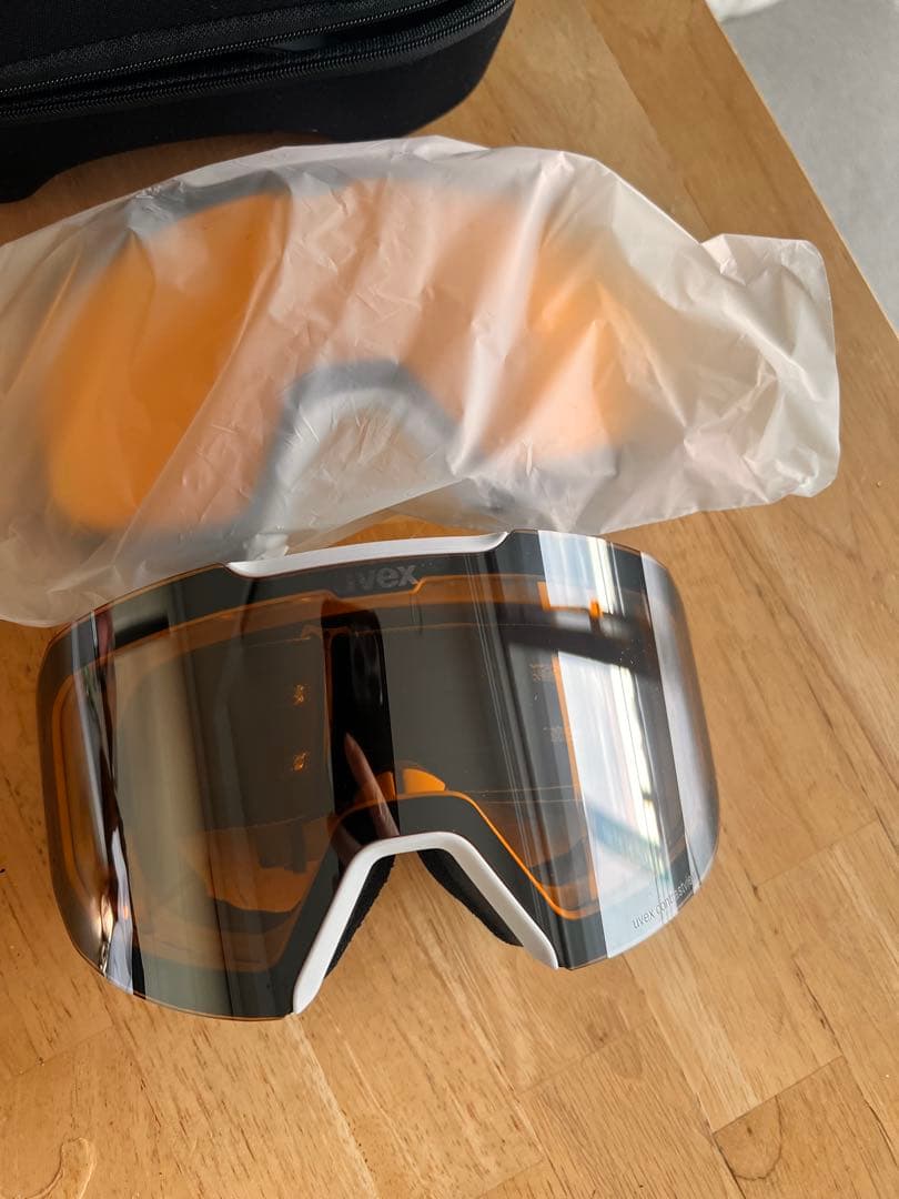 uvex ゴーグル 透明/オレンジ ケース付き