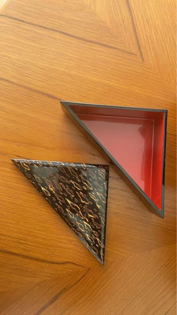 蒔絵 五段重箱 収納箱付 変わり形 菱形・三角皿 組重 漆器 古美術 木製