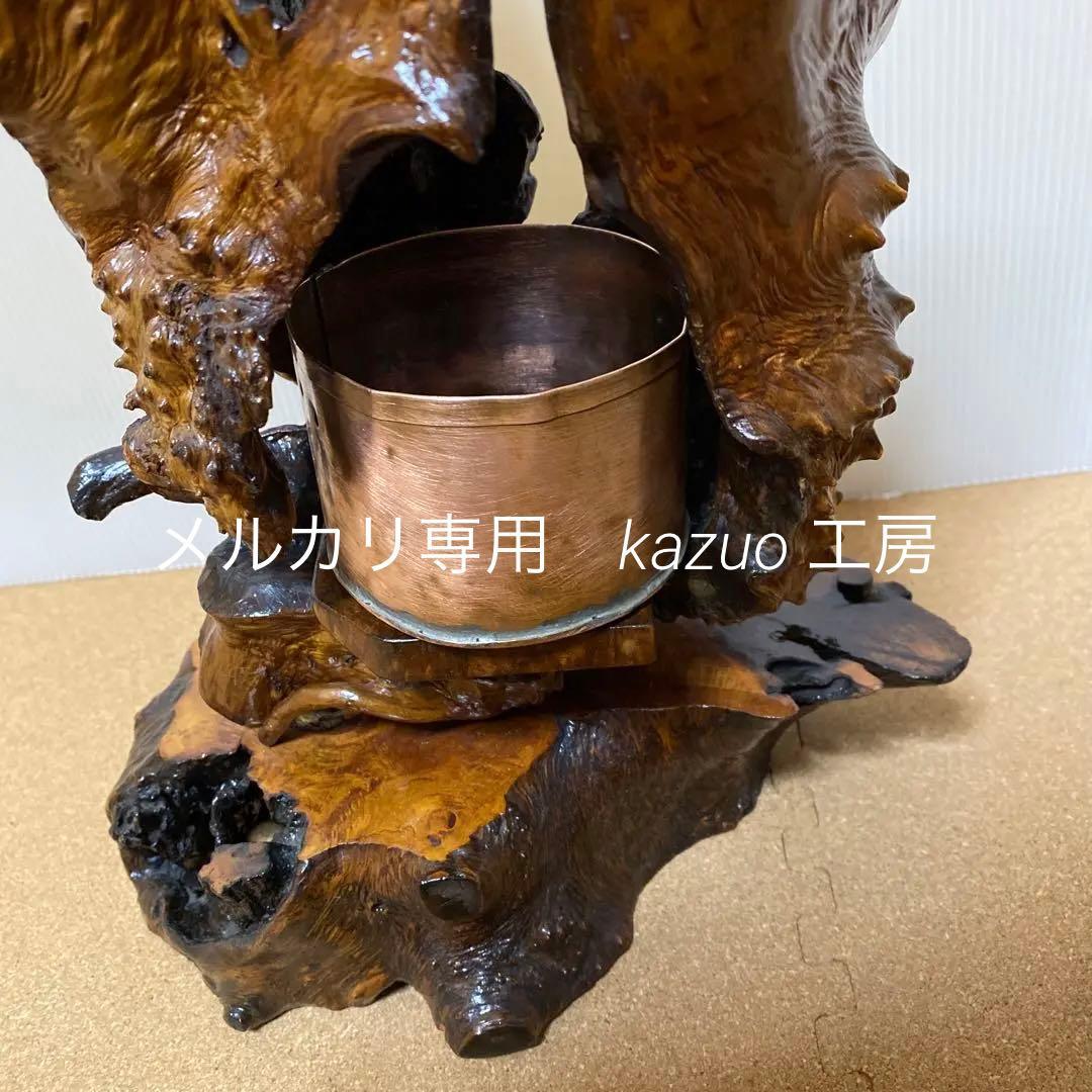 特上　台座一体型花器・置物　木工工芸品　　ハンドメイド
