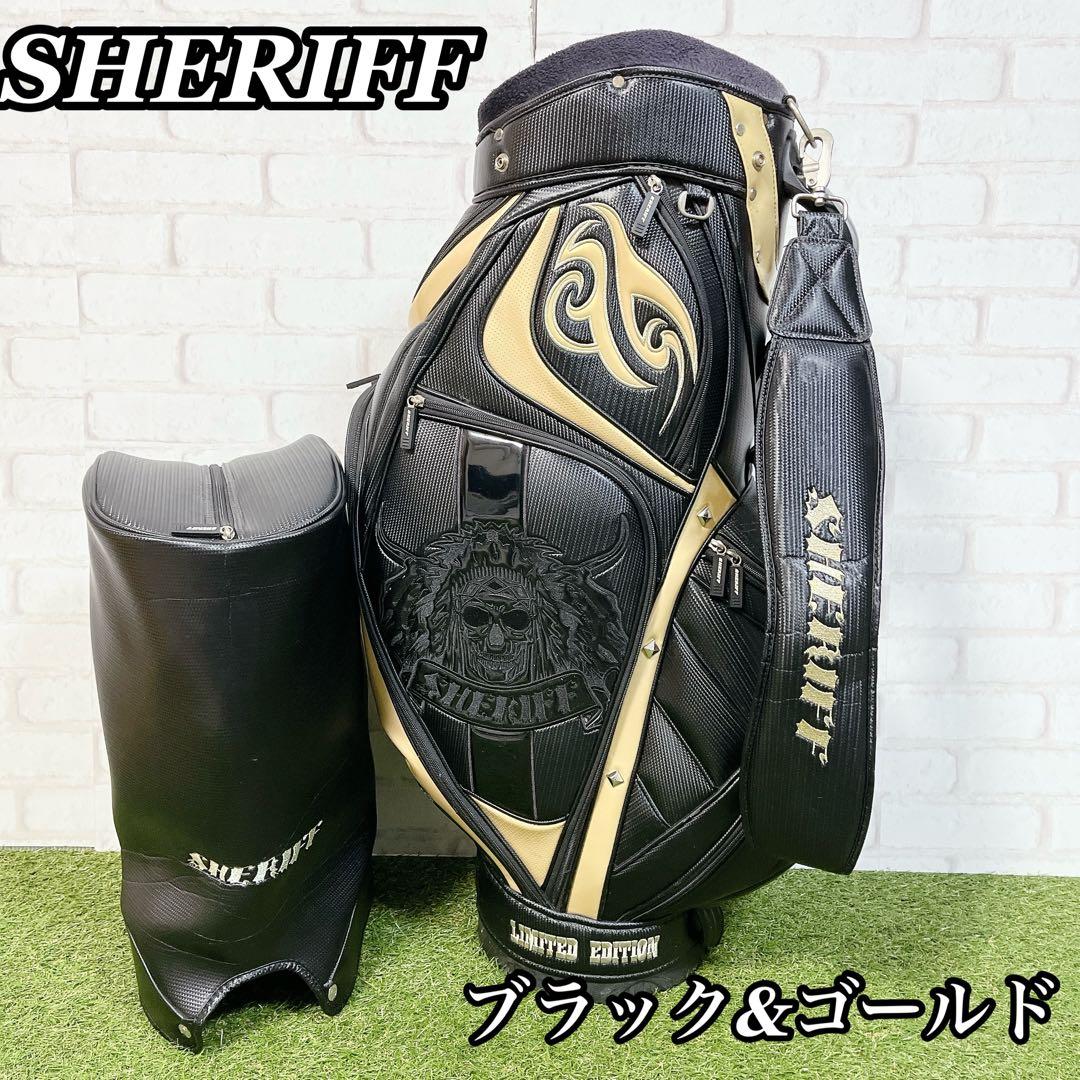 SHERIFF キャディバッグ スカルデザイン　ブラック ゴールド