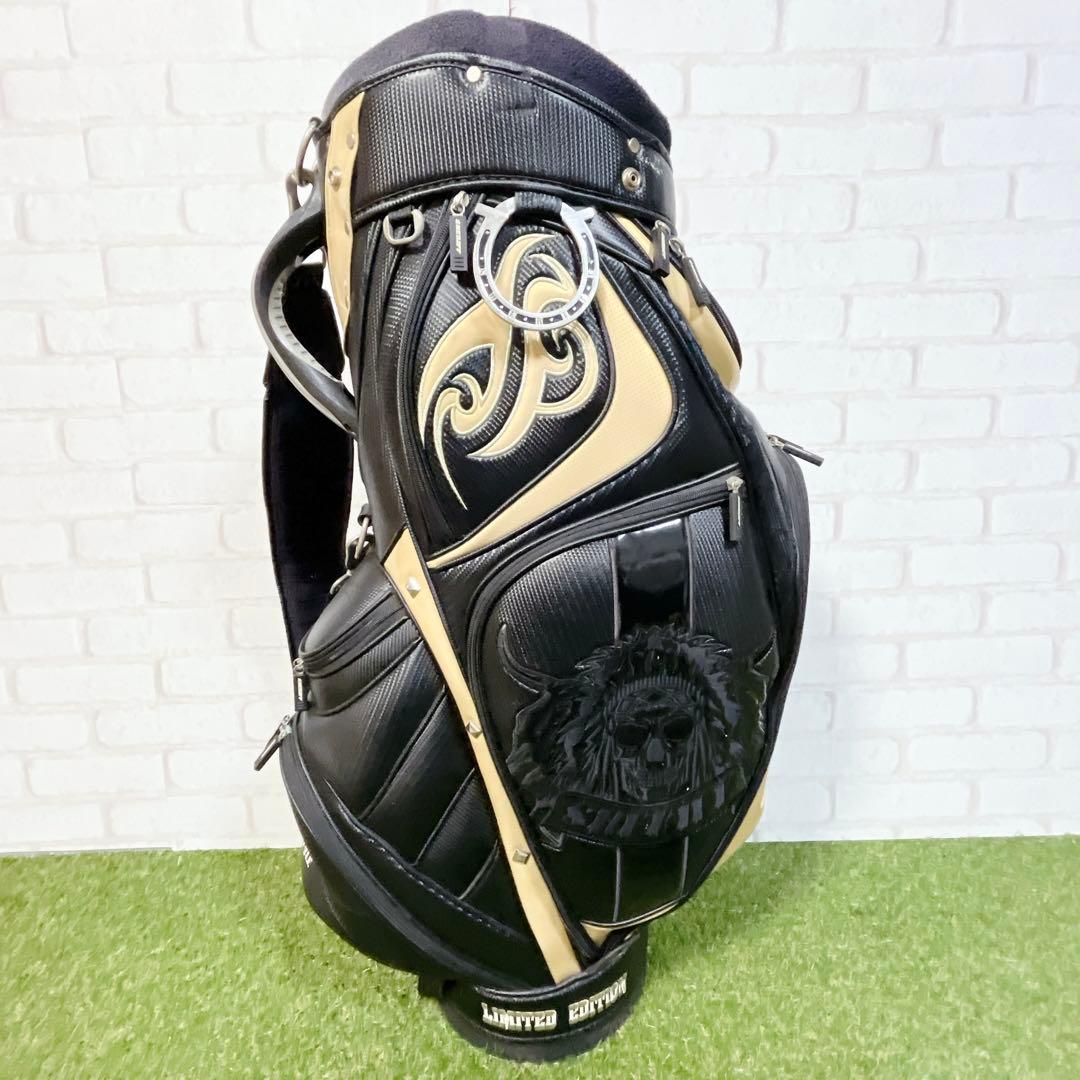 SHERIFF キャディバッグ スカルデザイン　ブラック ゴールド