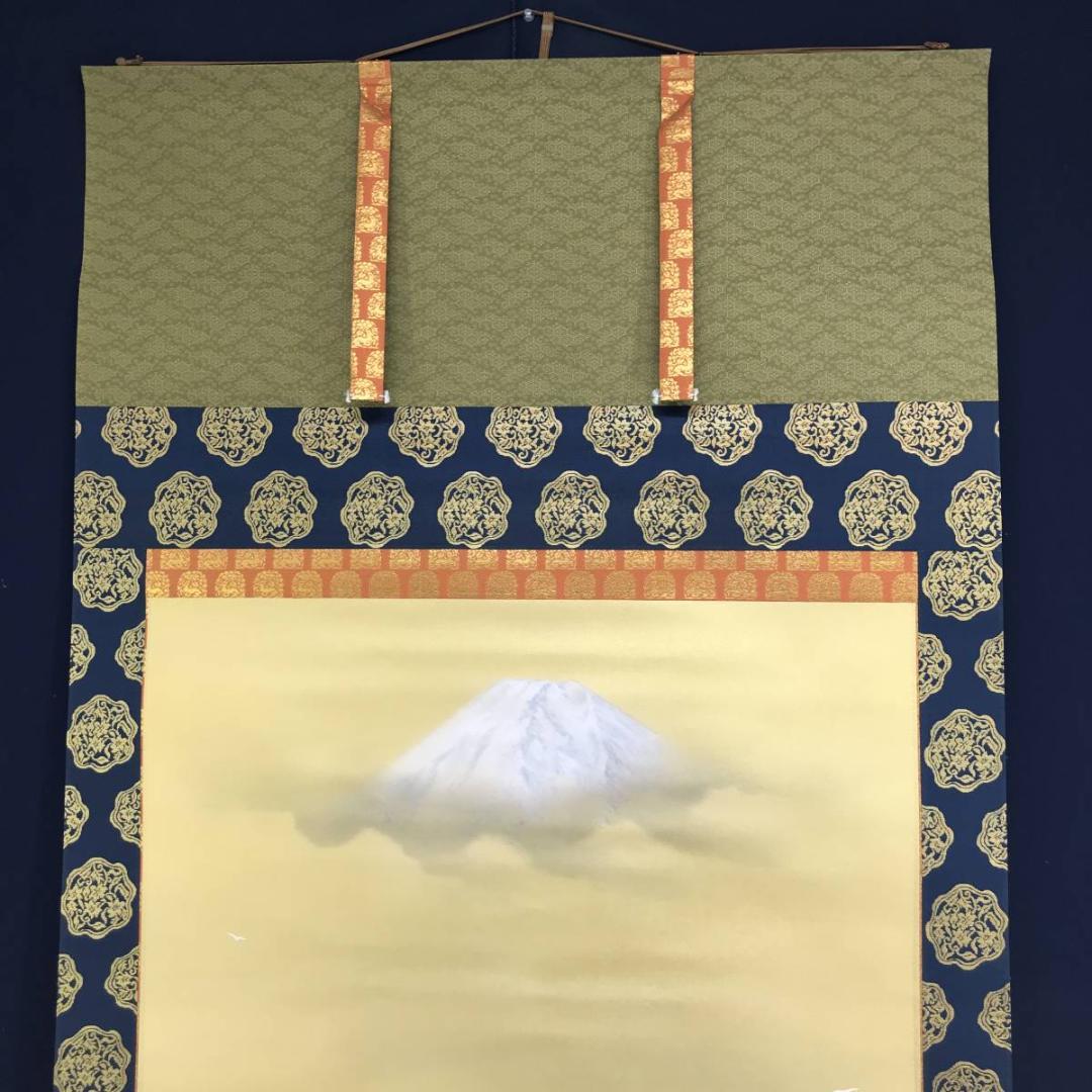 【真作】国井幸雪/富士馬上武者図/武者絵/掛軸/名家伝来/AD-370