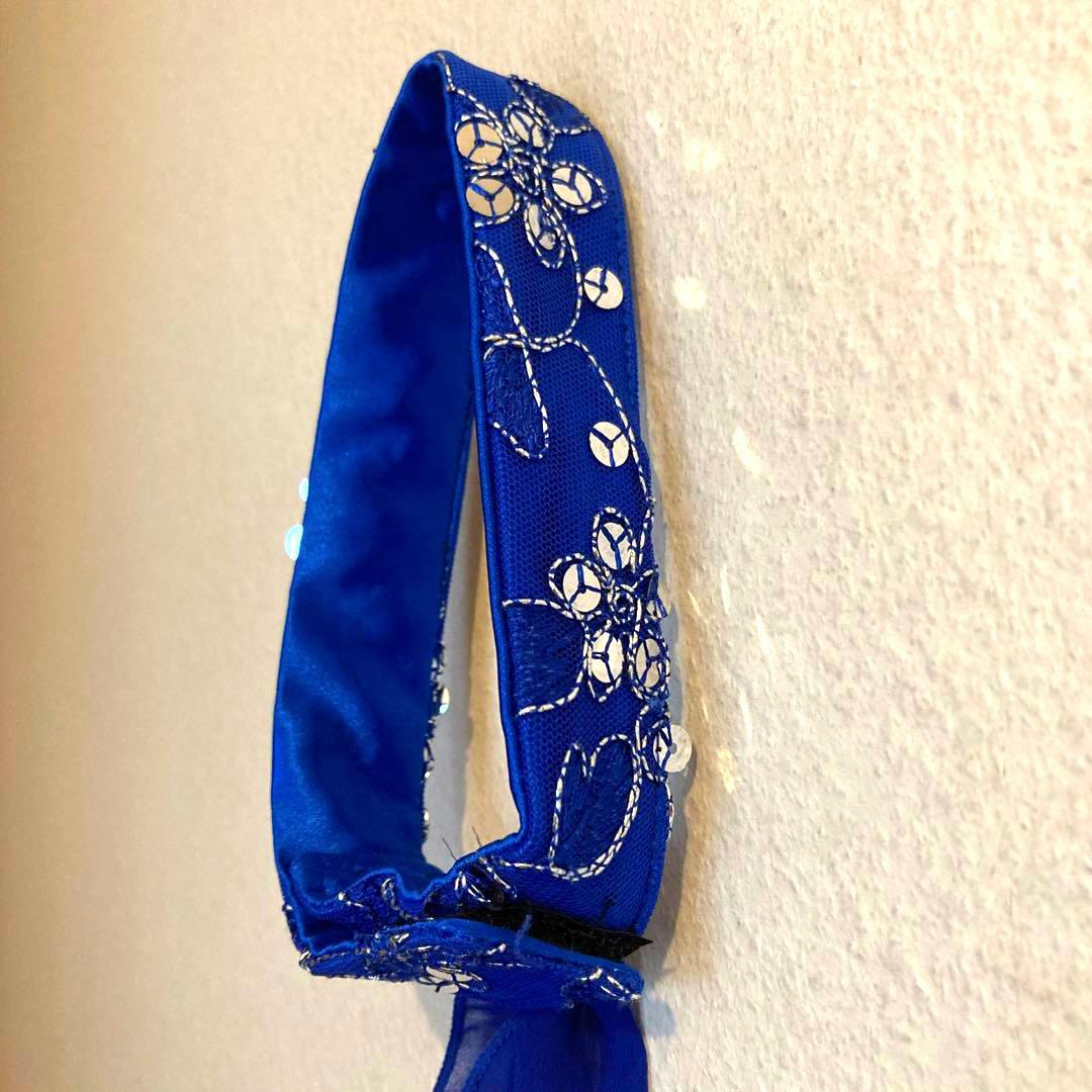 社交ダンスドレス モダン スタンダード チョーカー付き ブルー