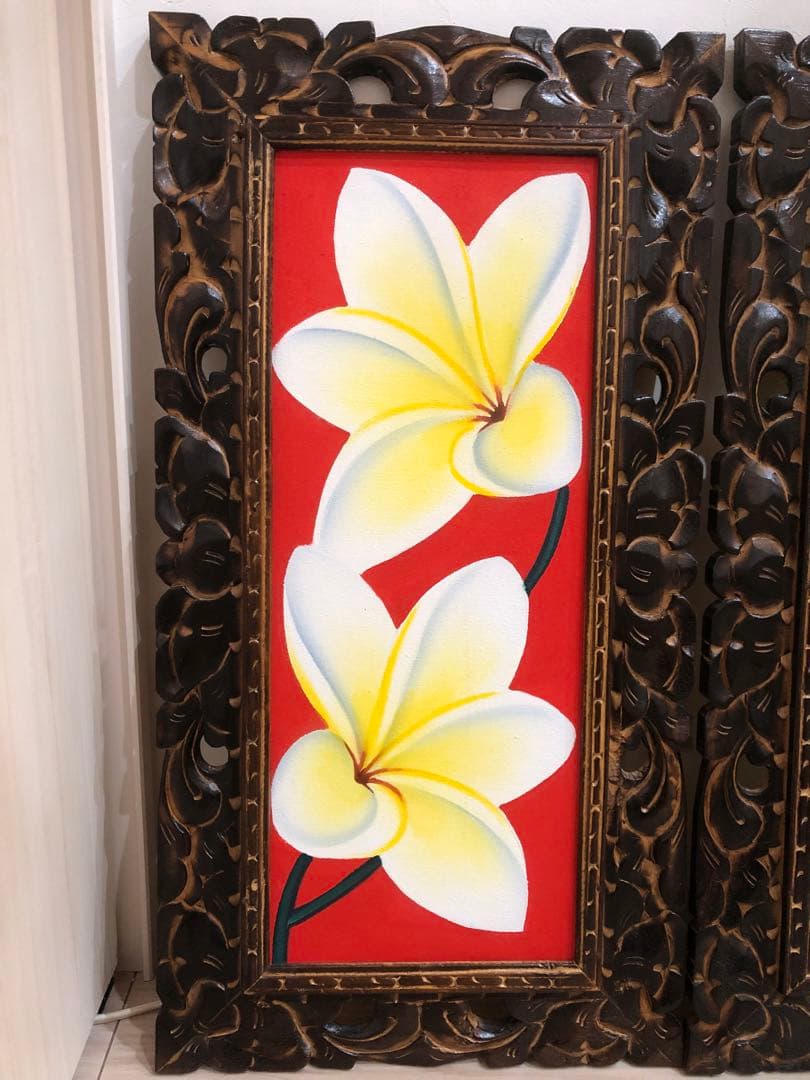 鮮やかで南国チックな飾りやすいサイズのバリ絵画！63/33cm