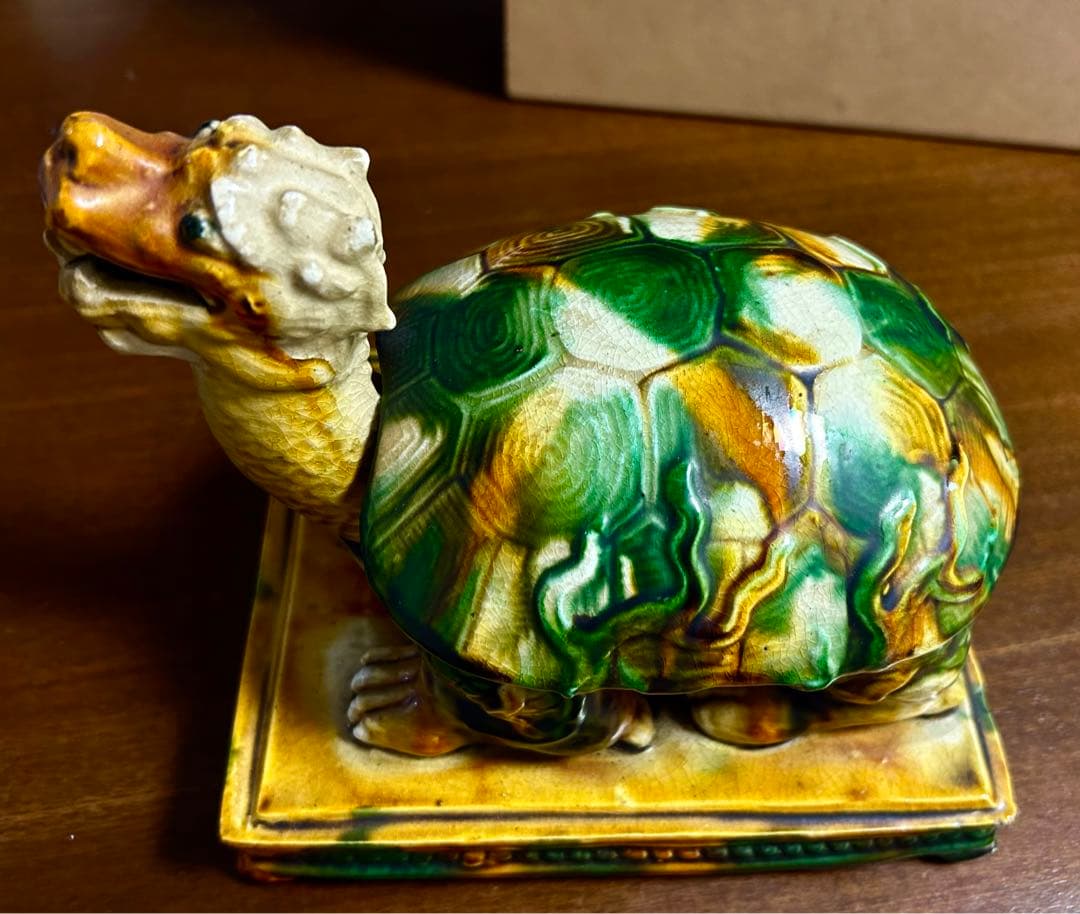 中国骨董 唐三彩 時代物 交趾大亀陶芸